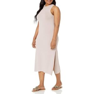 The Drop Womens Gabriela High Neck Cut-in A-line Side-Slit Dress-Silver Cloud-XL
